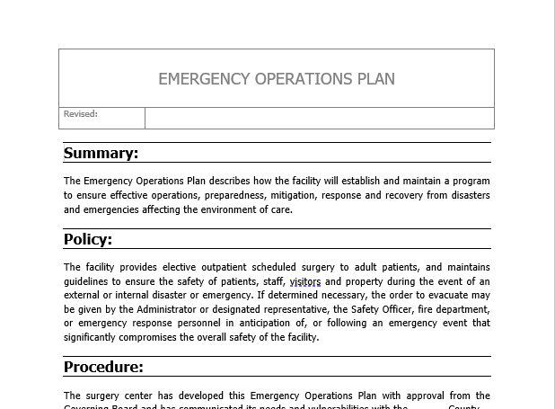 Emergency Operations Plan